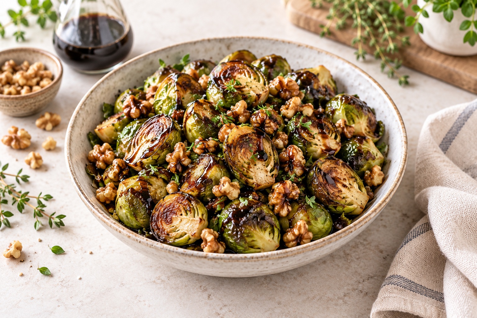 Balsamic Brussels Sprouts with Walnuts