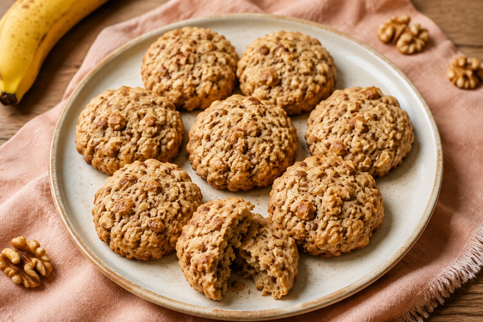 Banana-Walnut Oat Cookies