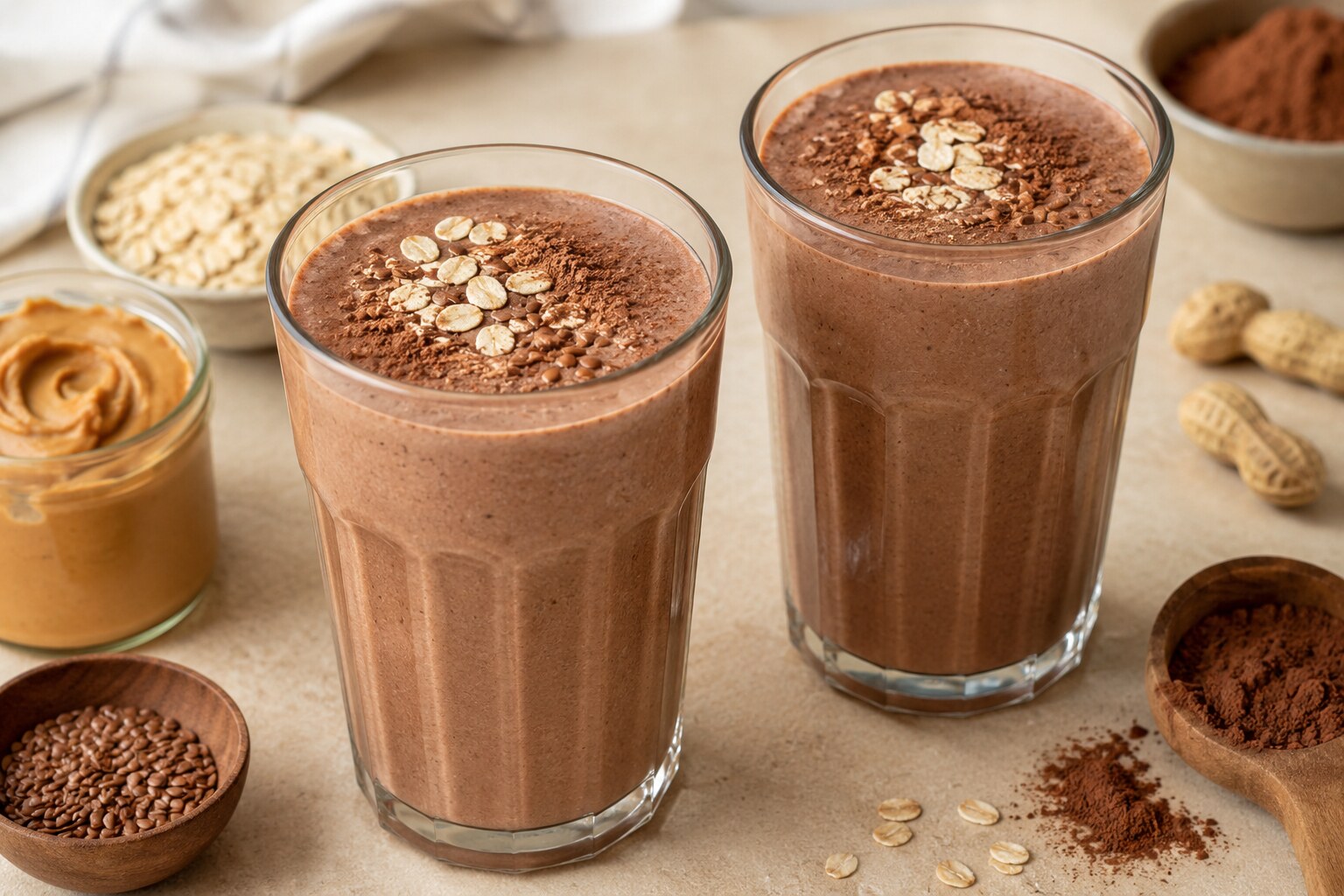 Cocoa–Oat Peanut-Butter Shake