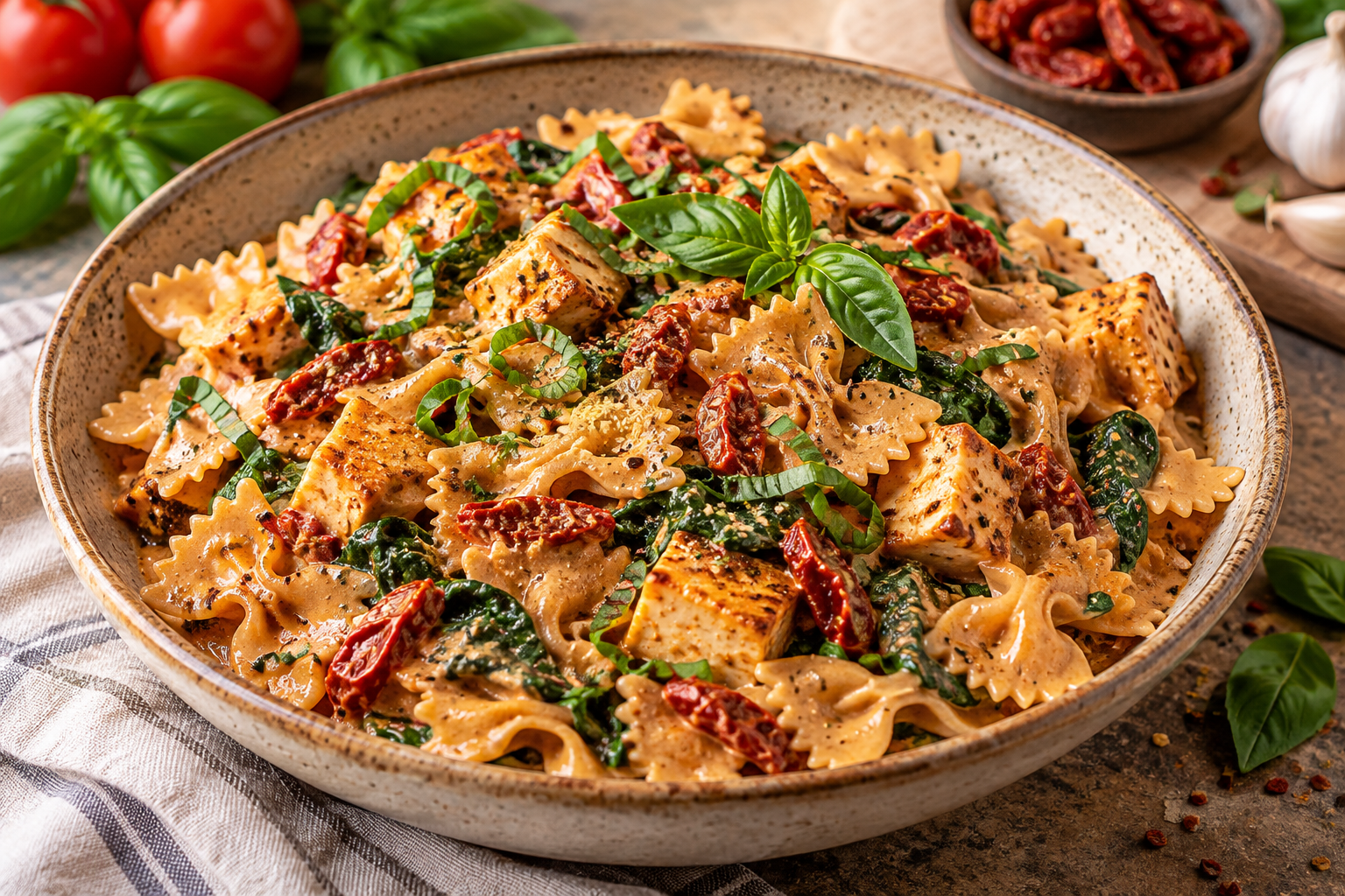 Creamy Sun-Dried Tomato “Marry Me” Pasta with Tofu