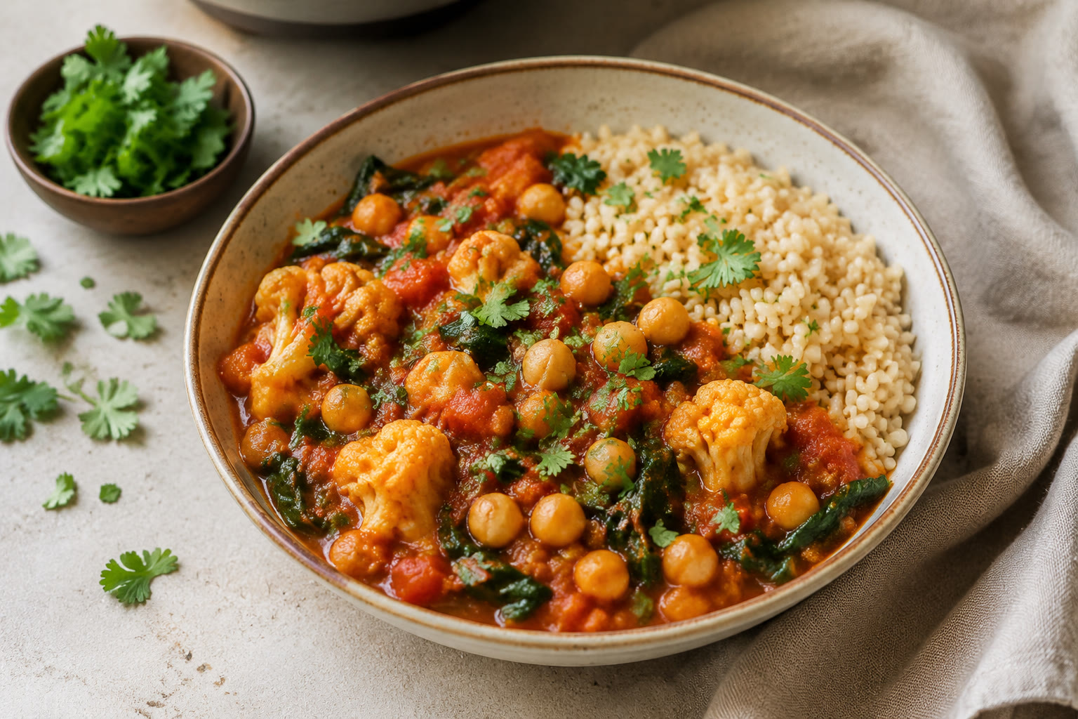Instant Pot Chickpea, Cauliflower & Spinach Curry
