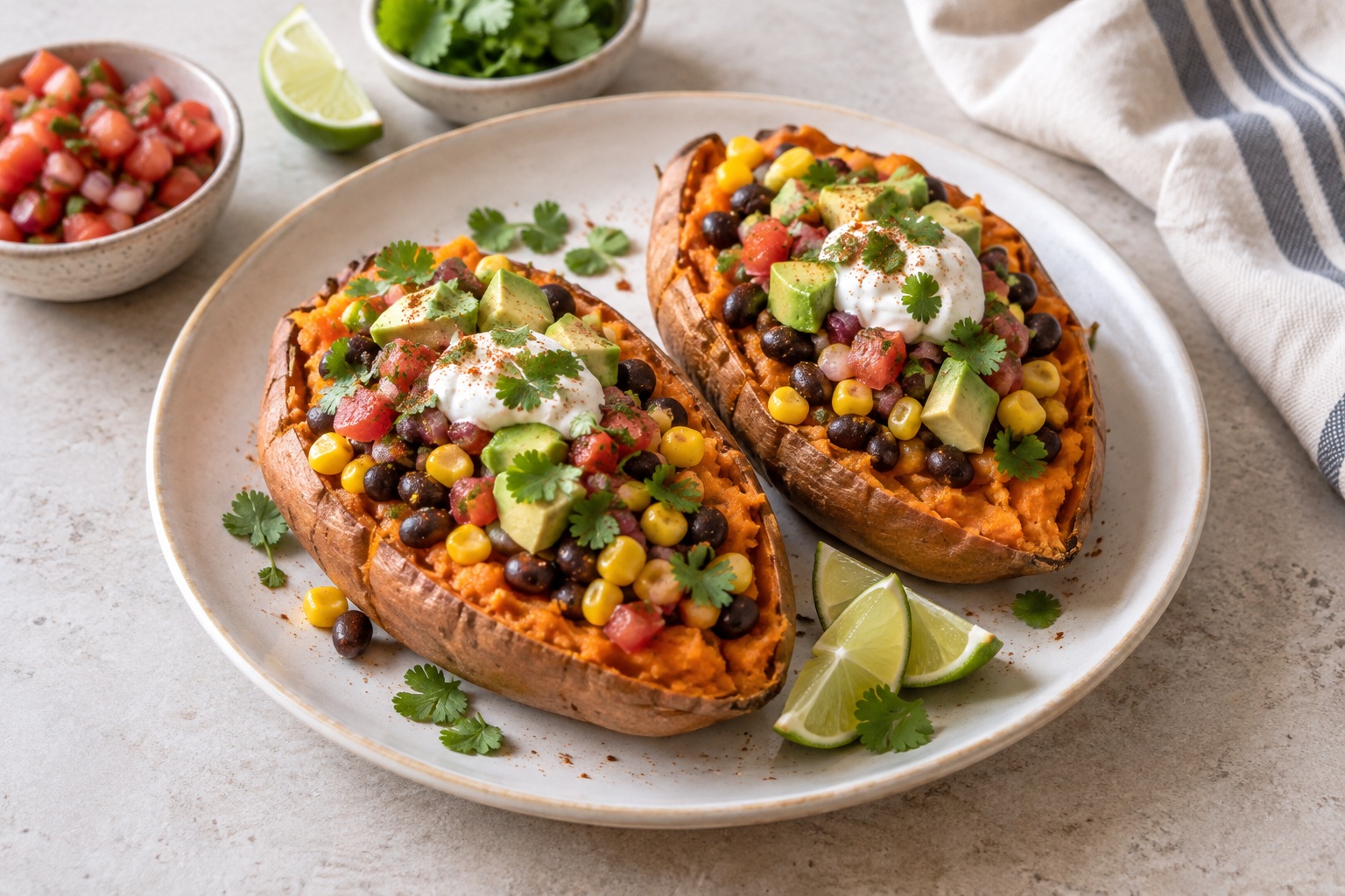 Loaded Sweet Potatoes with Black Beans