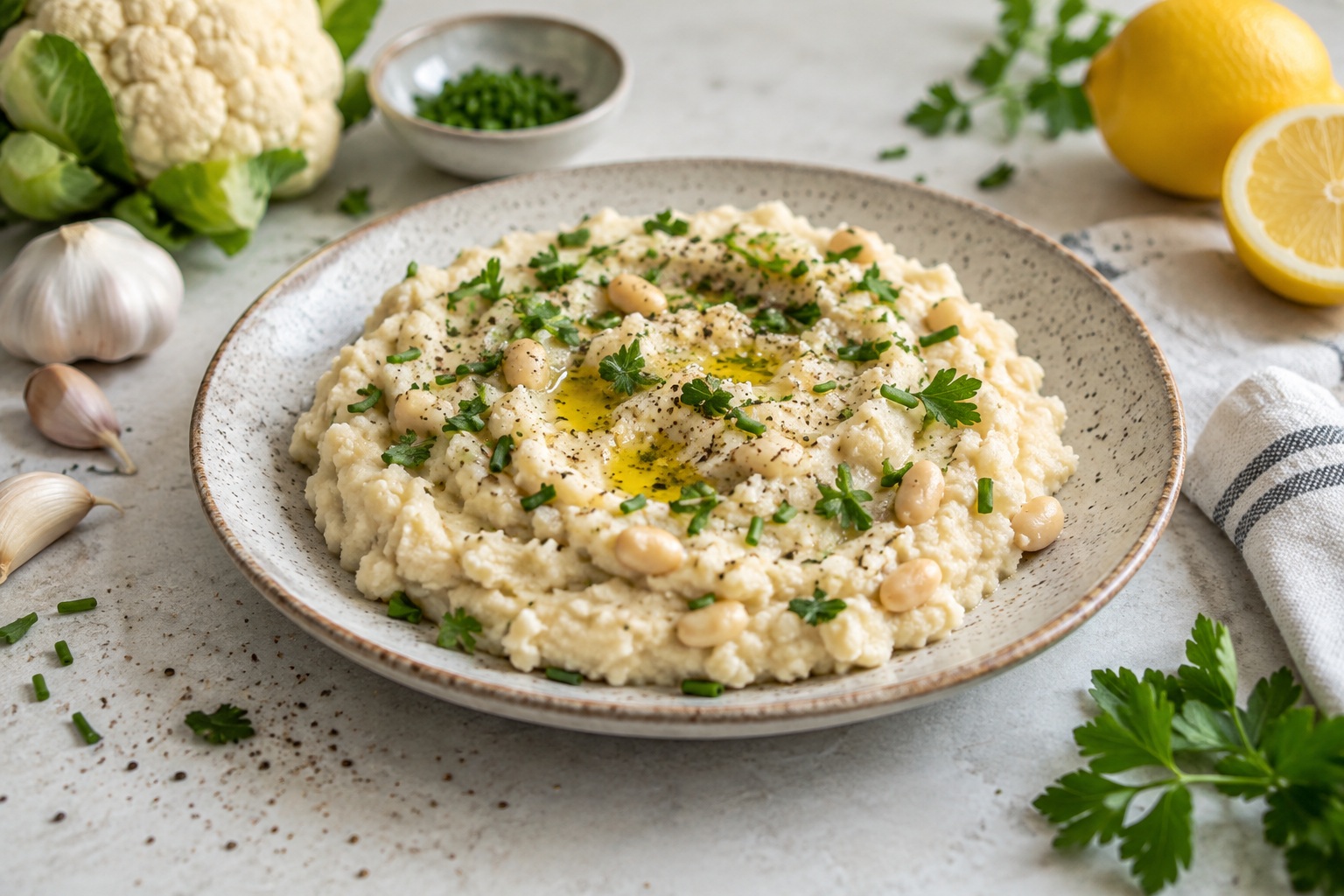Mashed Cauliflower & White Beans