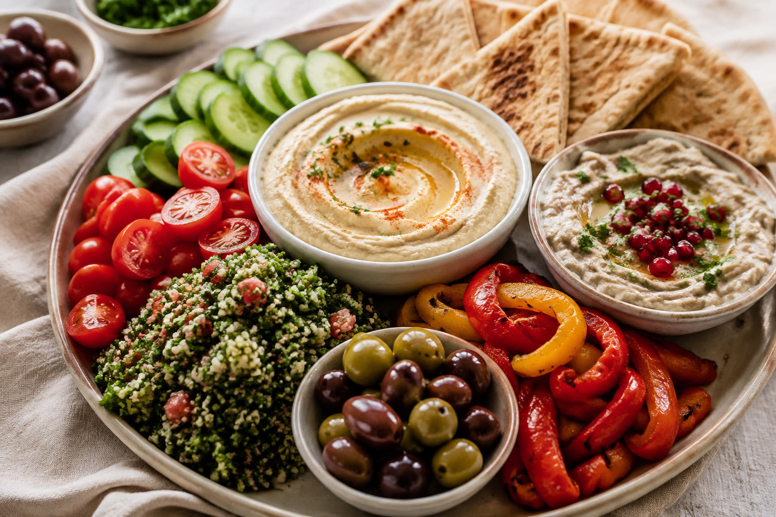 Plant-Powered Mediterranean Mezze Plate