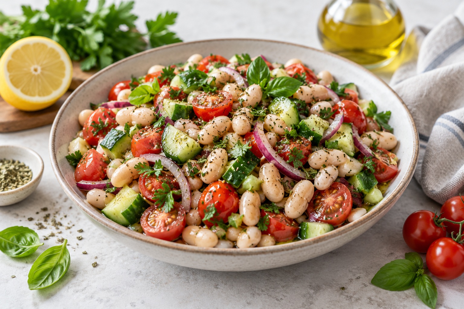 Mediterranean White Bean & Tomato Salad
