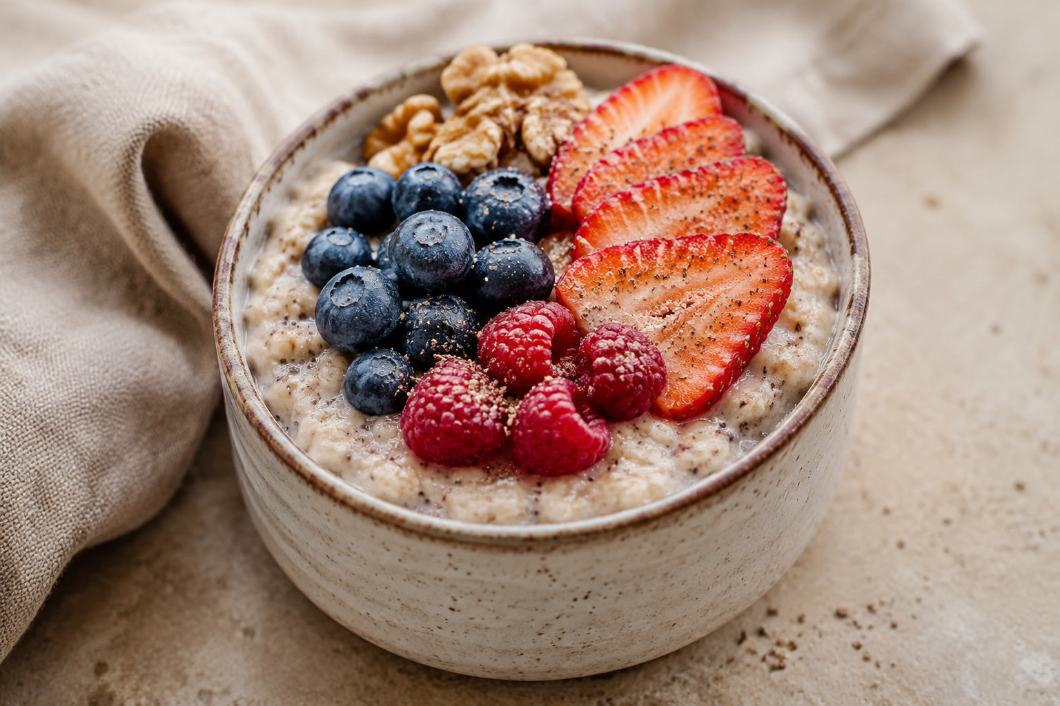 Berry, Walnut & Flax Overnight Oats