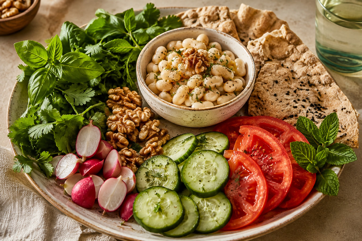 Persian-Inspired Herb & Walnut Breakfast Plate
