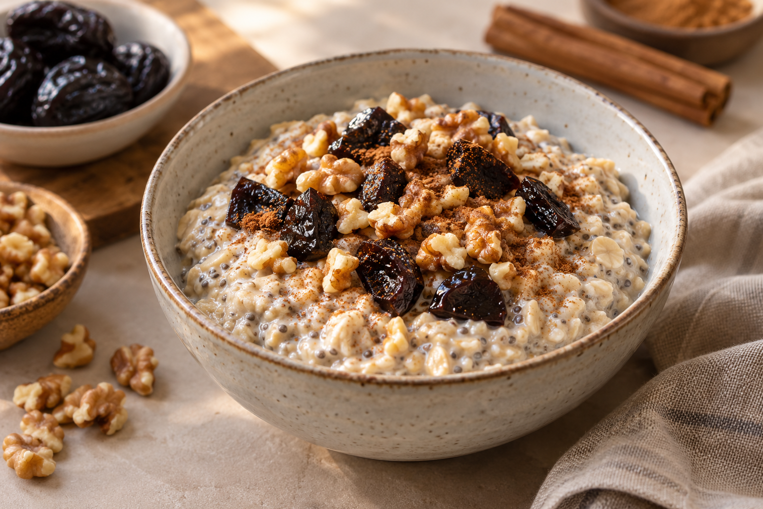 Serving illustration: Prune, Walnut & Cinnamon Overnight Oats