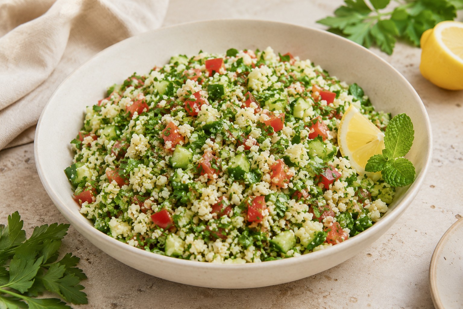 Raw Cauliflower Tabbouleh