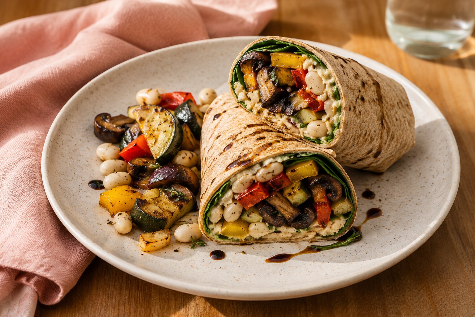 Roasted Vegetable & White Bean Wraps